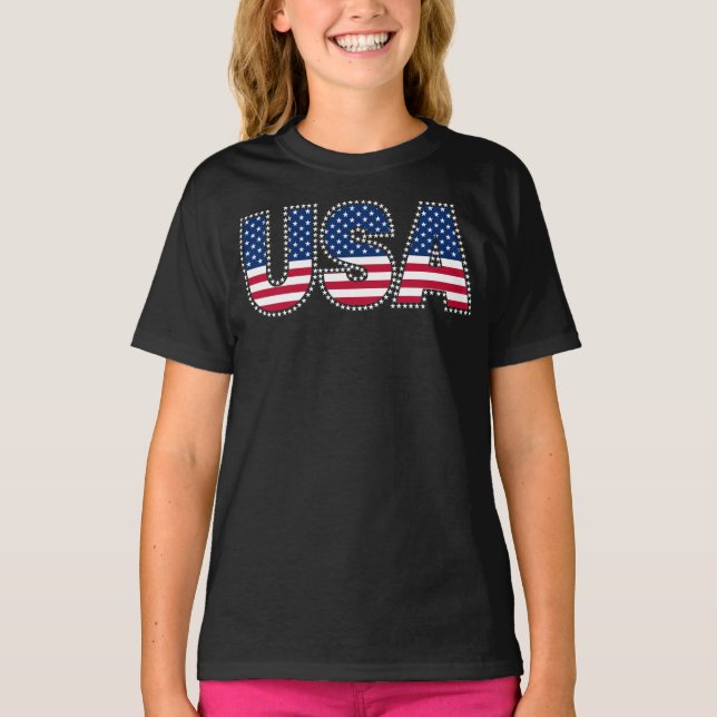 USA-juli 4:e stjärnorna Gräns T Shirt (Framsida)