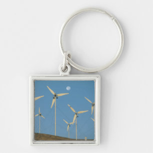 USA, Kalifornien, Altamont Pass, vindgeneratorer. Fyrkantig Silverfärgad Nyckelring
