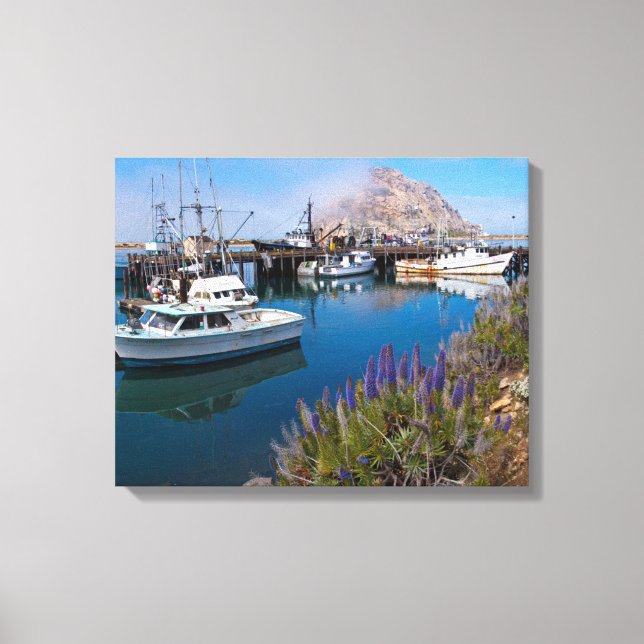 USA, Kalifornien. Förtöjda båtar vid Morro Bay Canvastryck (Framsida)
