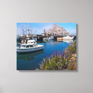 USA, Kalifornien. Förtöjda båtar vid Morro Bay Canvastryck