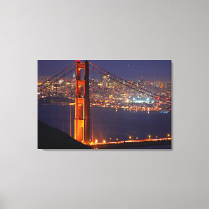 USA, Kalifornien. Golden Gate-bron nattetid Canvastryck