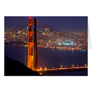 USA, Kalifornien. Golden Gate-bron nattetid Hälsningskort