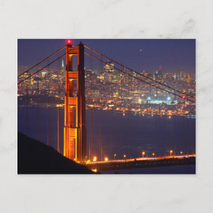 USA, Kalifornien. Golden Gate-bron på natten Vykort