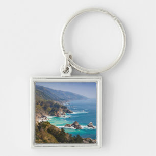 USA, Kalifornien. Kalifornien kust, Big Sur Fyrkantig Silverfärgad Nyckelring