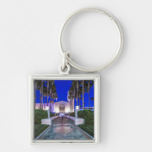 USA, Kalifornien, Los Angeles, Union Station Fyrkantig Silverfärgad Nyckelring