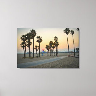 USA, Kalifornien, Santa Monica Pier vid solnedgång Canvastryck