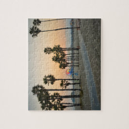 USA, Kalifornien, Santa Monica Pier vid solnedgång Pussel