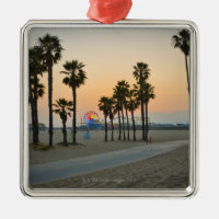 USA Kalifornien, Santa Monica pir på solnedgången