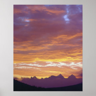 USA, Kalifornien, Solnedgång över Sierra Nevada Poster