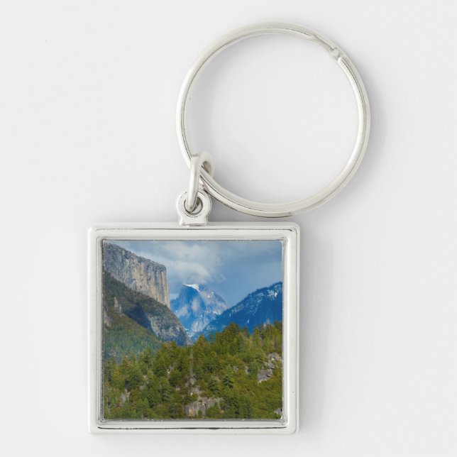 USA, Kalifornien. Vy över halvdom i Yosemite Fyrkantig Silverfärgad Nyckelring (Framsidan)