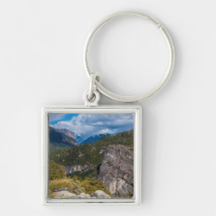 USA, Kalifornien. Yosemite Valley Vista 2 Fyrkantig Silverfärgad Nyckelring