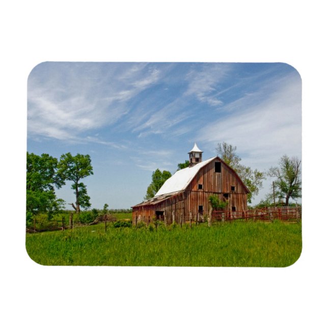 USA, Kansas. Gammal röd ladugård Magnet (Horisontell)