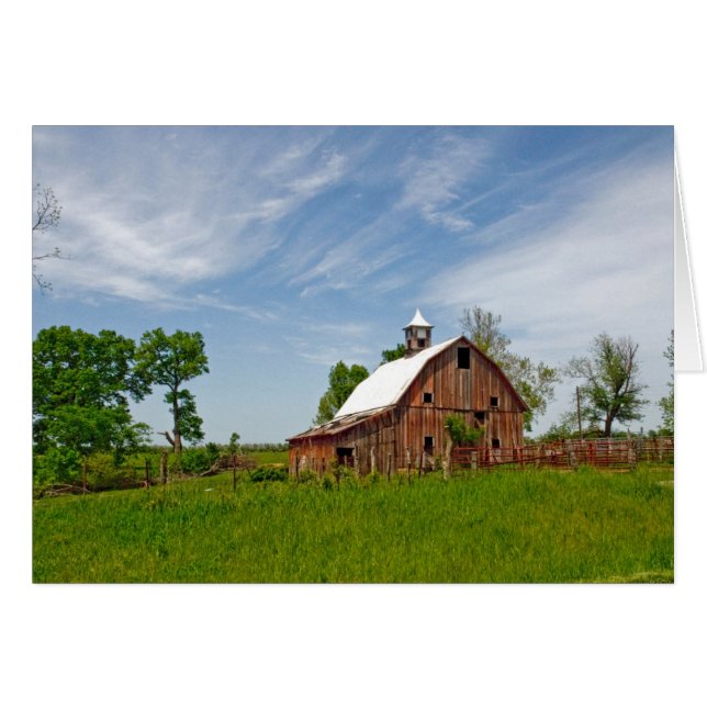 USA, Kansas. Old Red Barn Hälsningskort (Framsidan Horizontal)