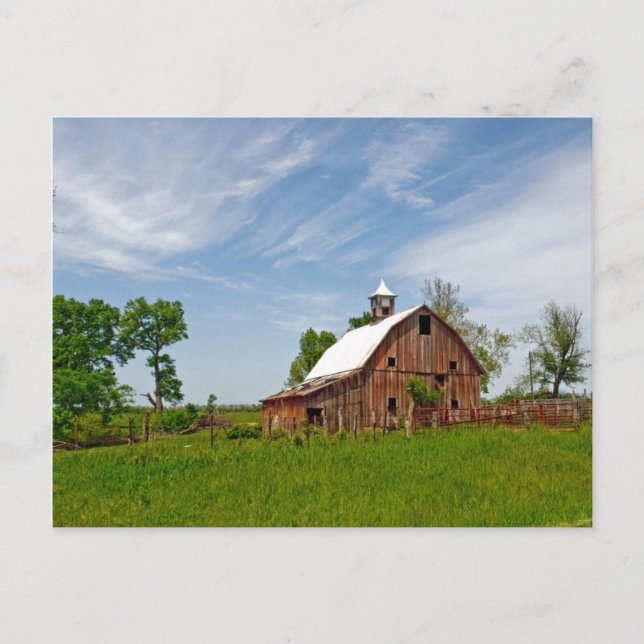 USA, Kansas. Old Red Barn Vykort (Framsida)