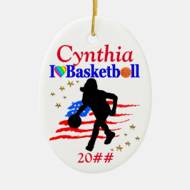 USA KÄRLEK BASKETBALL PERSONALIZE CHRISTMAS ORNATI JULGRANSPRYDNAD KERAMIK