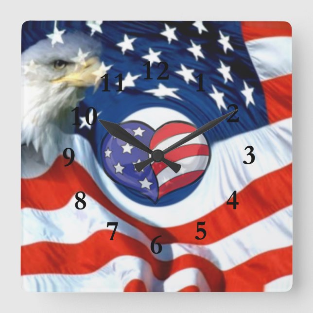 USA-kärlek_ Fyrkantig Klocka (Framsida)