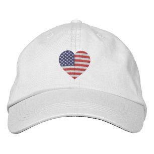 USA Kärlek Heart Flagga Broderad Keps