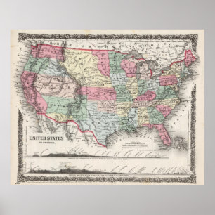 USA Karta 1859 (37" X30")USA Karta 1859 37X30 Poster