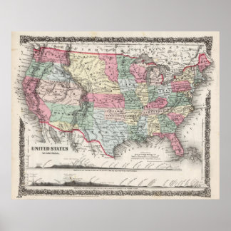 USA Karta 1859 (37" X30")USA Karta 1859 37X30 Poster