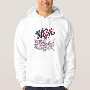 USA-karta Amerikanska delstater Amerika Hoodie