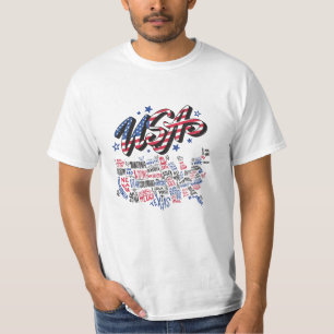 USA-karta Amerikanska delstater Amerika T Shirt