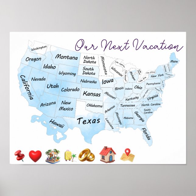 USA-karta Anpassa Anpassad Poster (Framsidan)