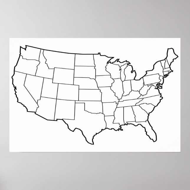 USA Karta Blank kontur Förenade Stater Poster (Framsidan)