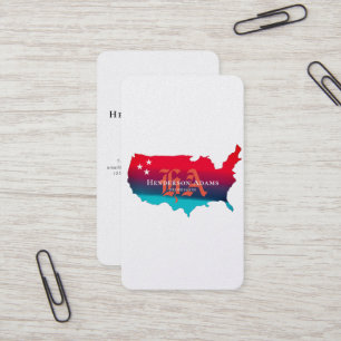 USA Karta Blue Red Rosett band Stars Monogram Lodr Visitkort