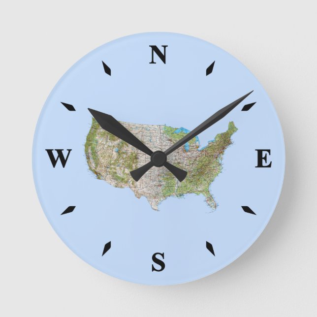 USA Karta Clock Rund Klocka (Framsida)