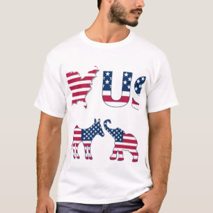 USA Karta Flagga Donkey & Elephant, Red White & Bl T Shirt
