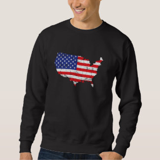 USA KARTA FLAGGA LÅNG ÄRMAD TRÖJA