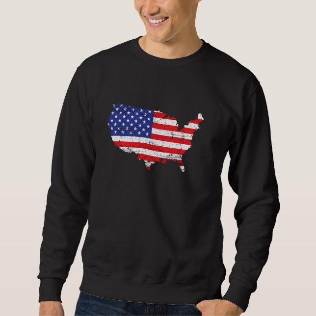 USA KARTA FLAGGA LÅNG ÄRMAD TRÖJA (Framsida)