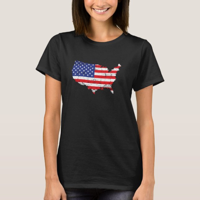 USA KARTA FLAGGA T SHIRT (Framsida)