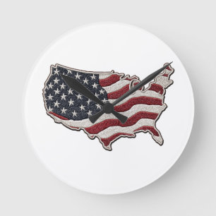 🕒 USA-karta Flagga Väggur 🕰️🇺🇸🧭