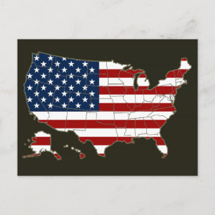 USA KARTA & FLAGGA VYKORT