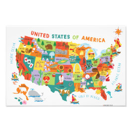 USA KARTA FÖR BARN FOTOTRYCK