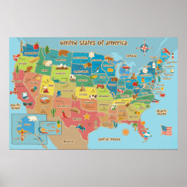 USA KARTA FÖR BARN POSTER