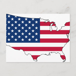 Usa Karta, Förenade Stater flagga Vykort