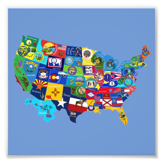 USA-karta Fototryck (Framsidan)
