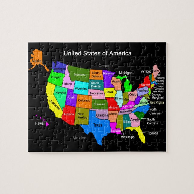 USA Karta Jigszle Puzzle Pussel (Horisontell)