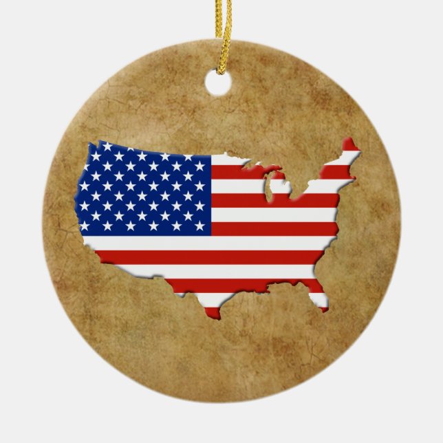 USA KARTA JULGRANSPRYDNAD KERAMIK (Framsidan)