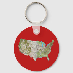 USA karta Keychain Nyckelring
