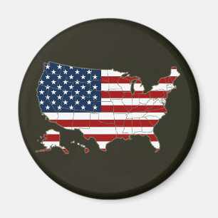 USA karta med amerikan flagga Magnet
