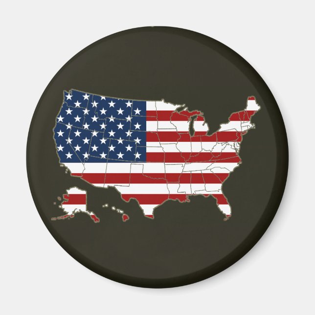 USA karta med amerikan flagga Magnet (Framsidan)