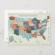 USA Karta med Stater i Ord Vykort (Front/Back)