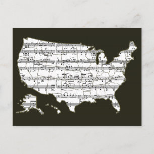 USA KARTA & MUSIK NOTER VYKORT