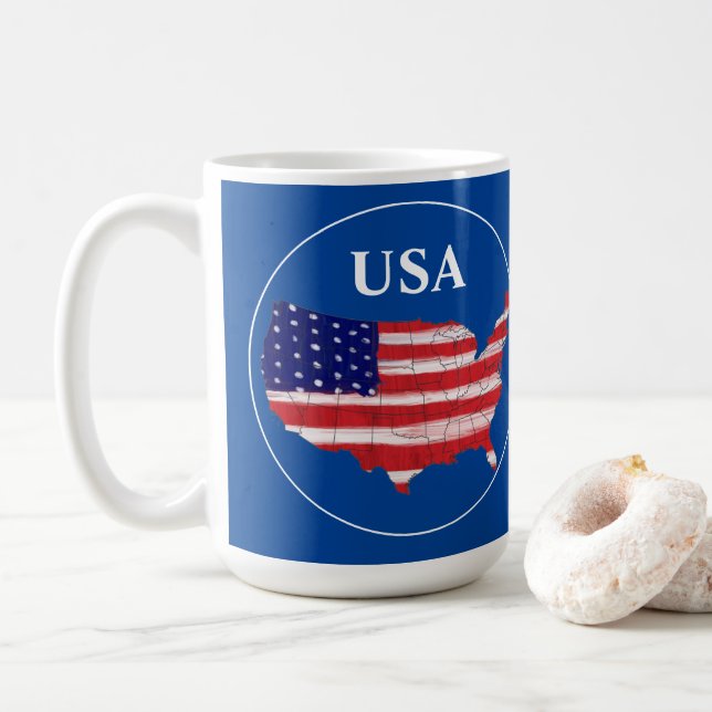 USA Karta och Flagga Kaffemugg (Med munk)