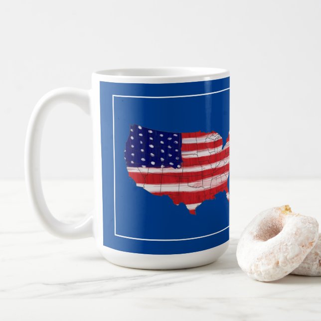 USA Karta och Flagga Kaffemugg (Med munk)