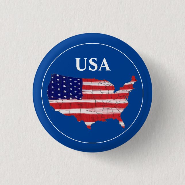 USA-karta och flagga   Knapp (Framsida)