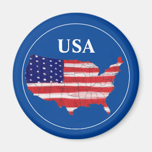 USA-karta och flagga Magnet